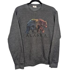 Prairie Mountain Alaska Bear Graphic Sweatshirt Grey Unisex Small